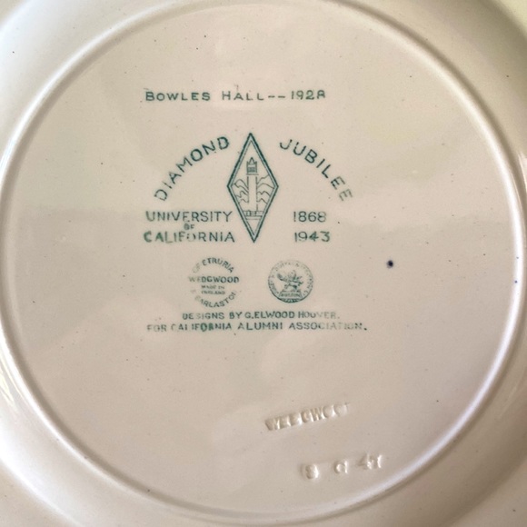 3 Wedgwood Diamond Jubilee University of California 1868-1943 Dinner Plates - Picture 9 of 13